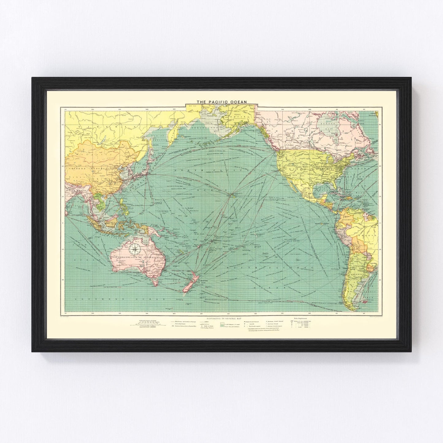 Vintage Map of Pacific Ocean, 1922