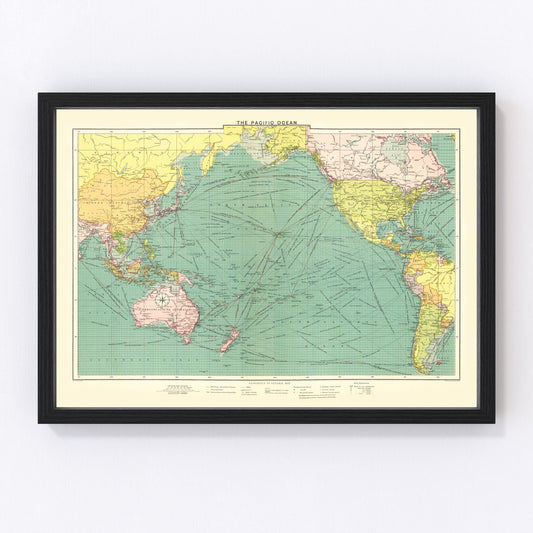 Vintage Map of Pacific Ocean, 1922