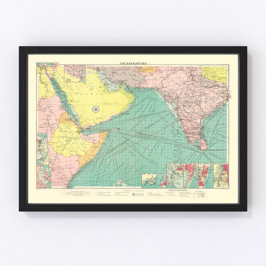 Vintage Map of Arabian Sea, 1922