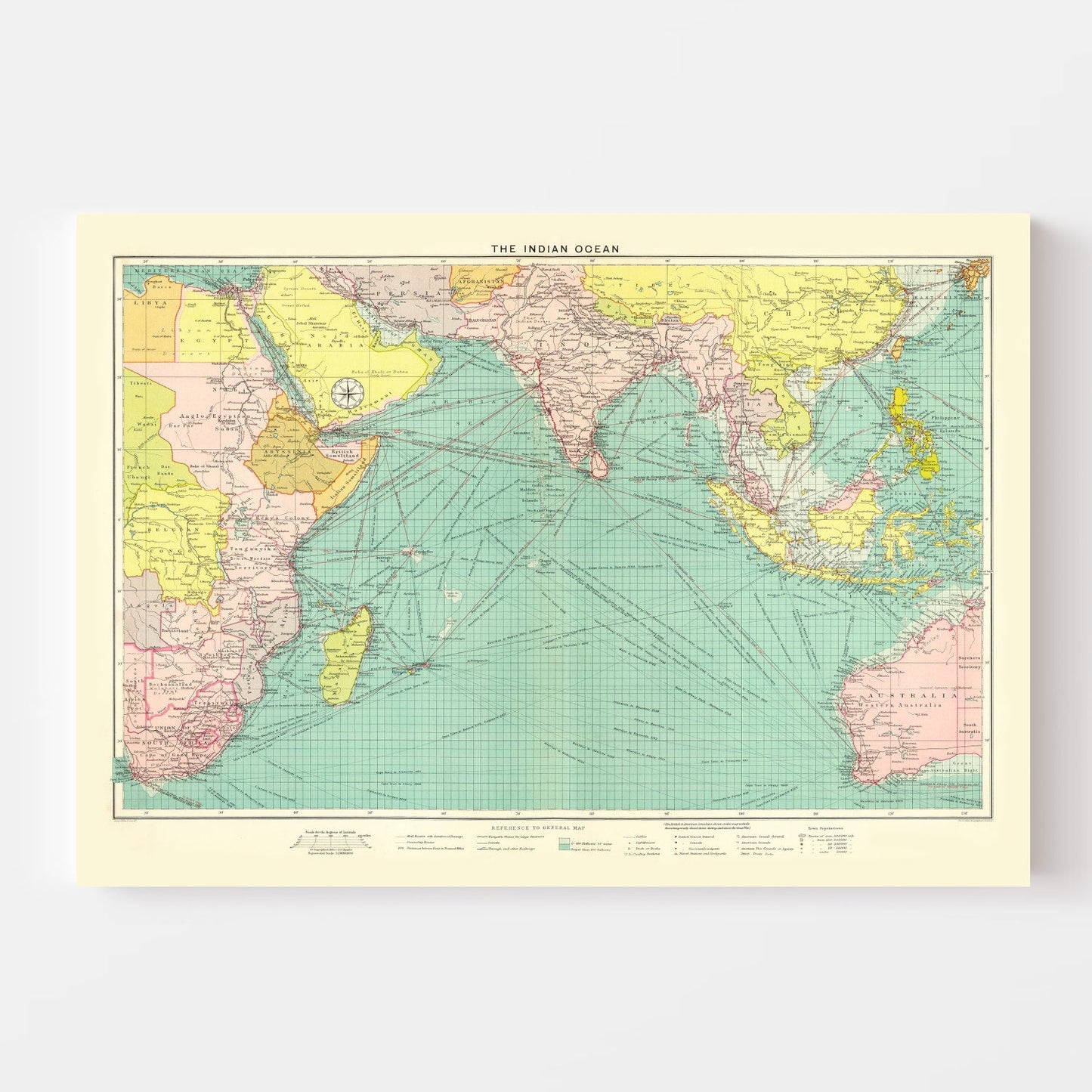 Vintage Map of Indian Ocean, 1922