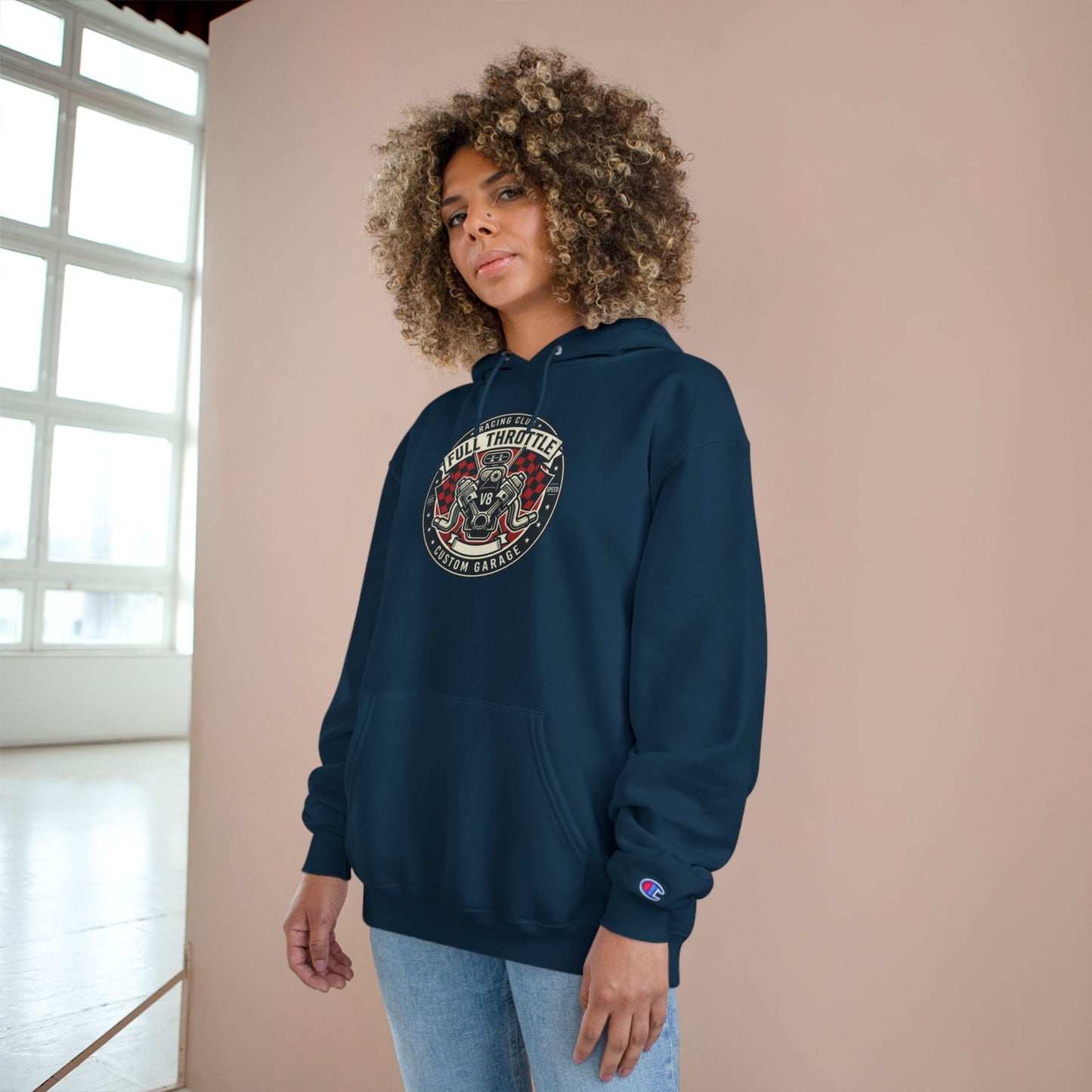 Full Throttle Champion Hoodie — Vintage Racing Graphic