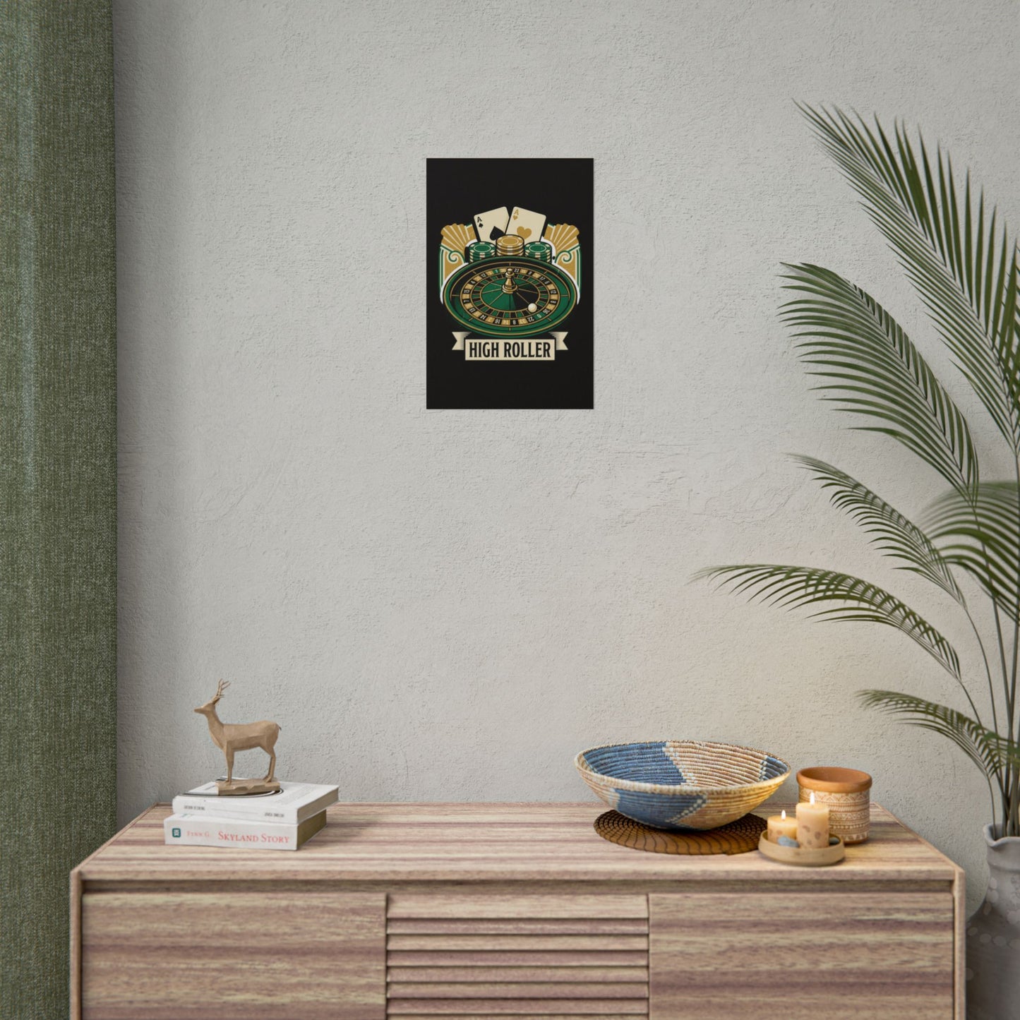 High Roller Casino Poster — Roulette & Cards Wall Art