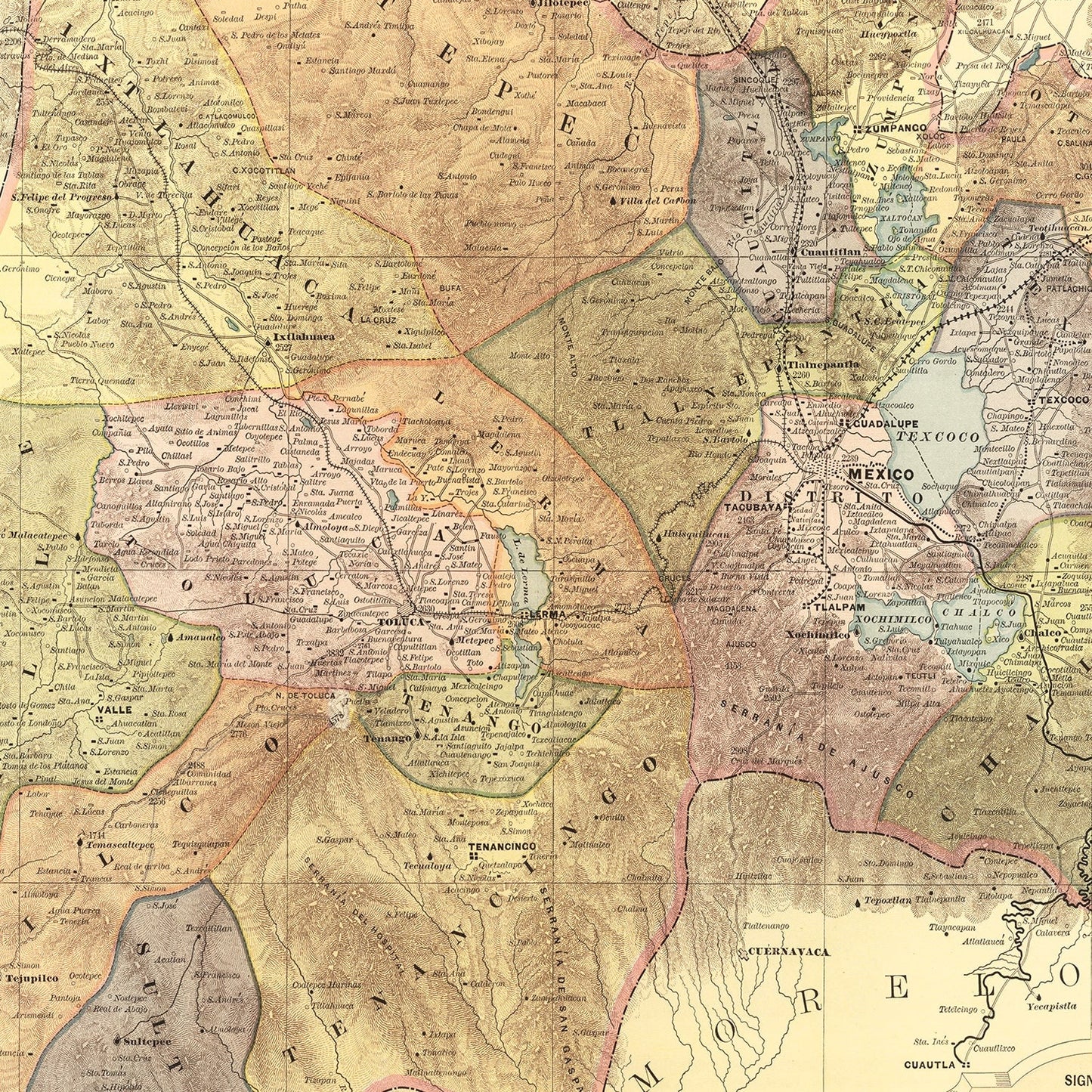 Vintage Map of Mexico 1886