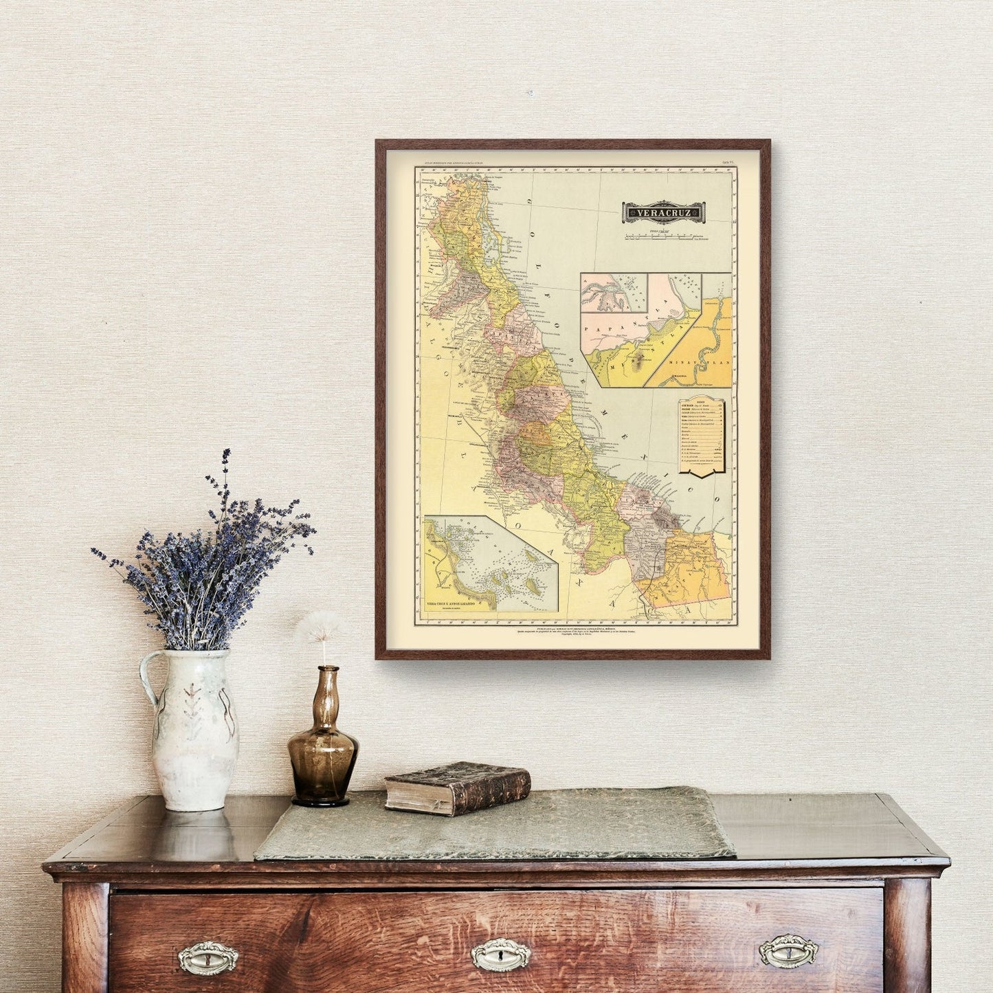 Vintage Map of Veracruz Mexico, 1886