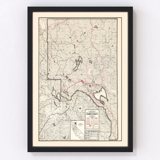 Vintage Map of Lassen County, California 1935