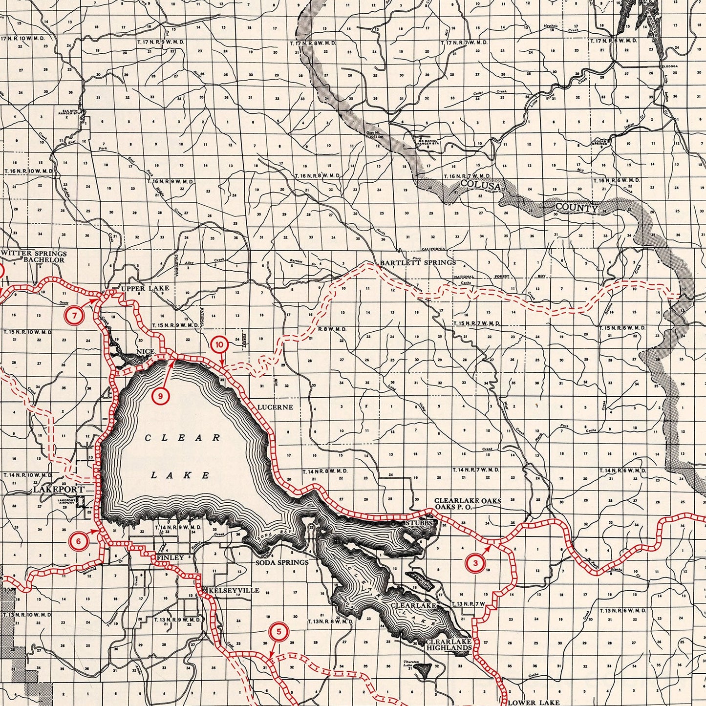 Vintage Map of Lake County, California 1935