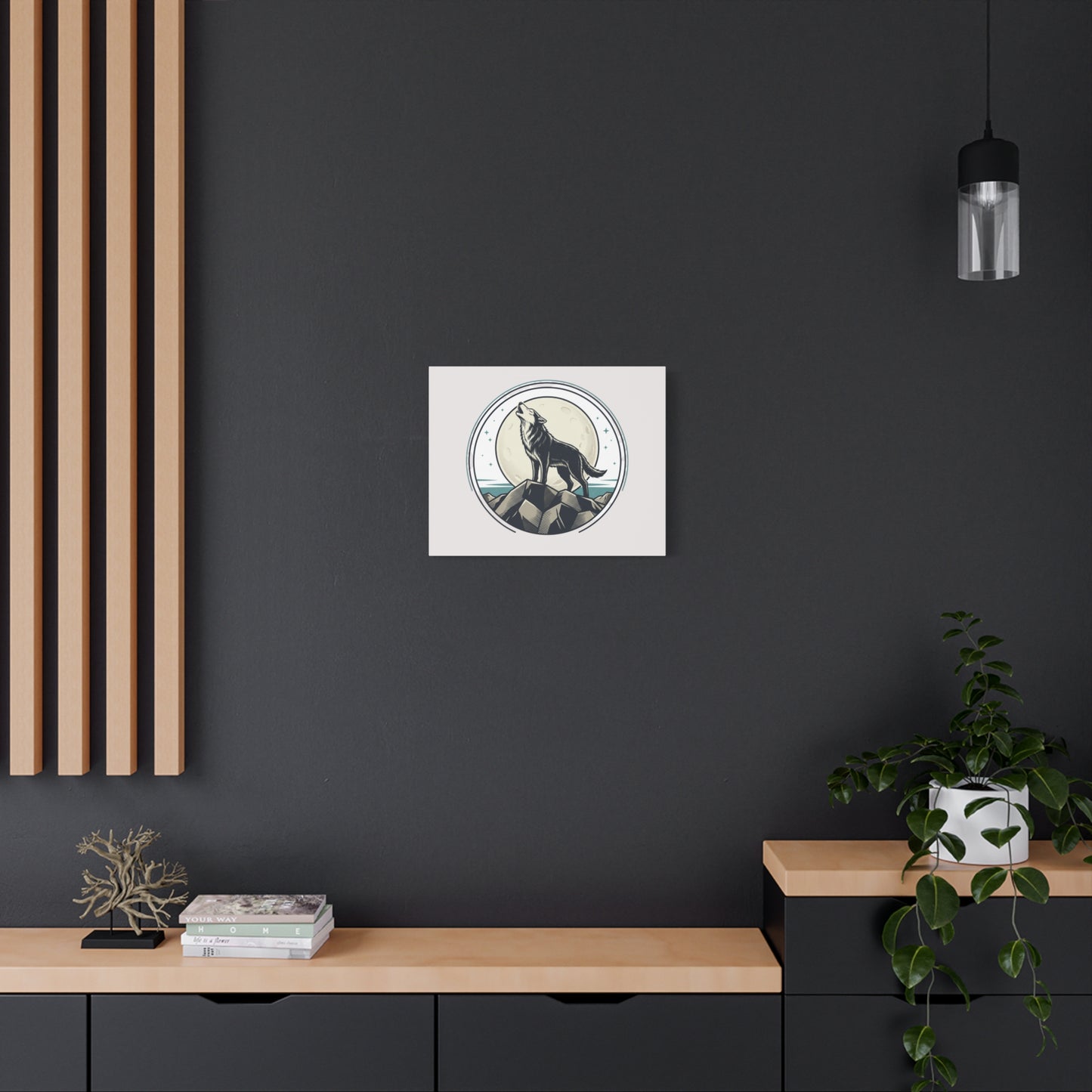 Howling Wolf Canvas Wall Art — Moonlit Wilderness Matte Stretched Print