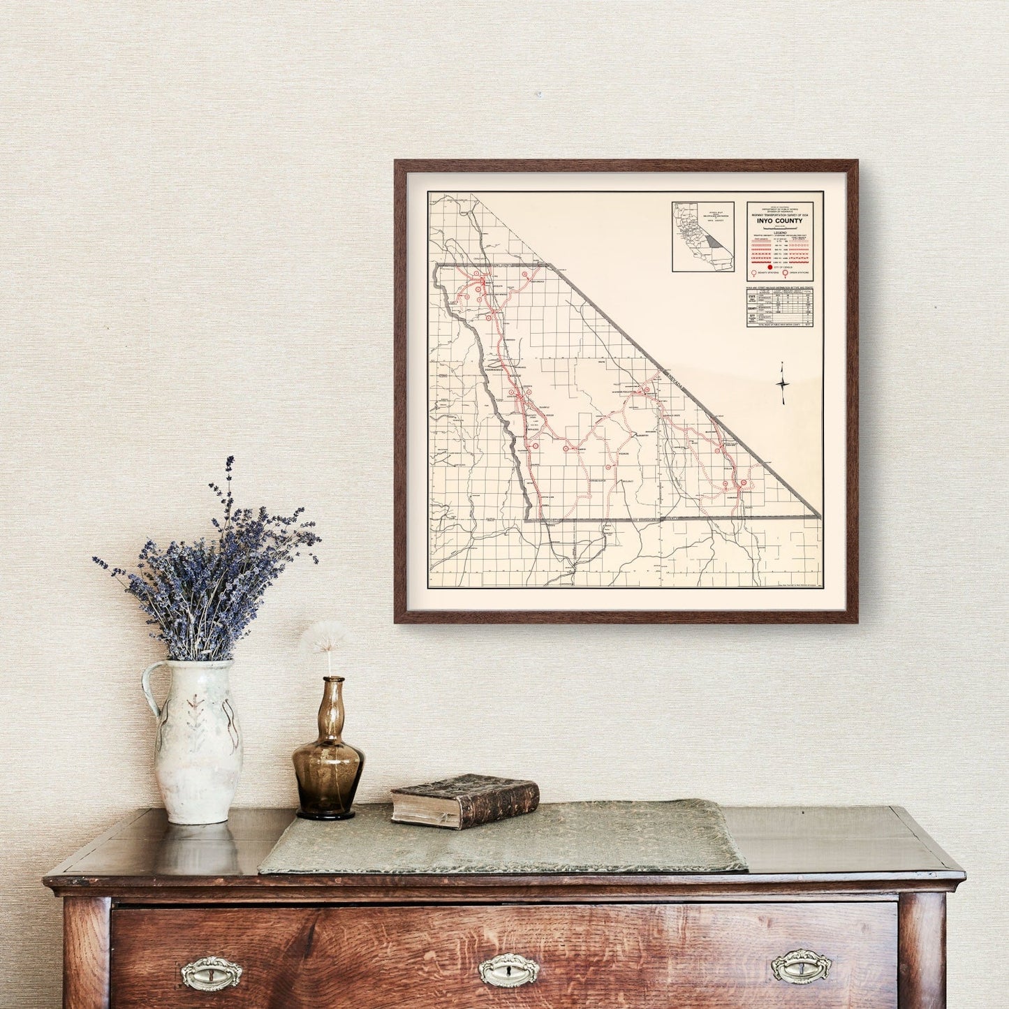 Vintage Map of Inyo County, California 1935