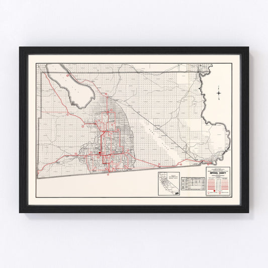Vintage Map of Imperial County, California 1935