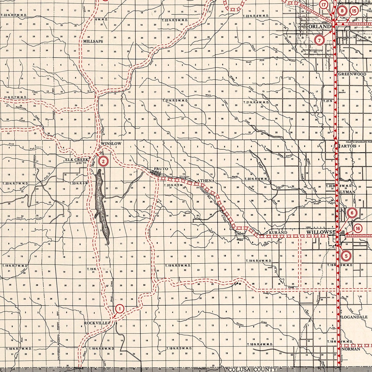Vintage Map of Glenn County, California 1935