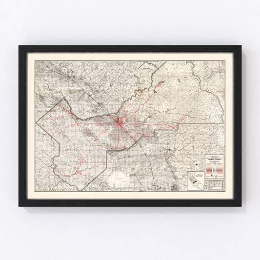 Vintage Map of Fresno County, California 1935