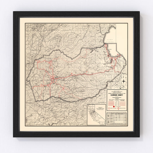 Vintage Map of Eldorado County, California 1935