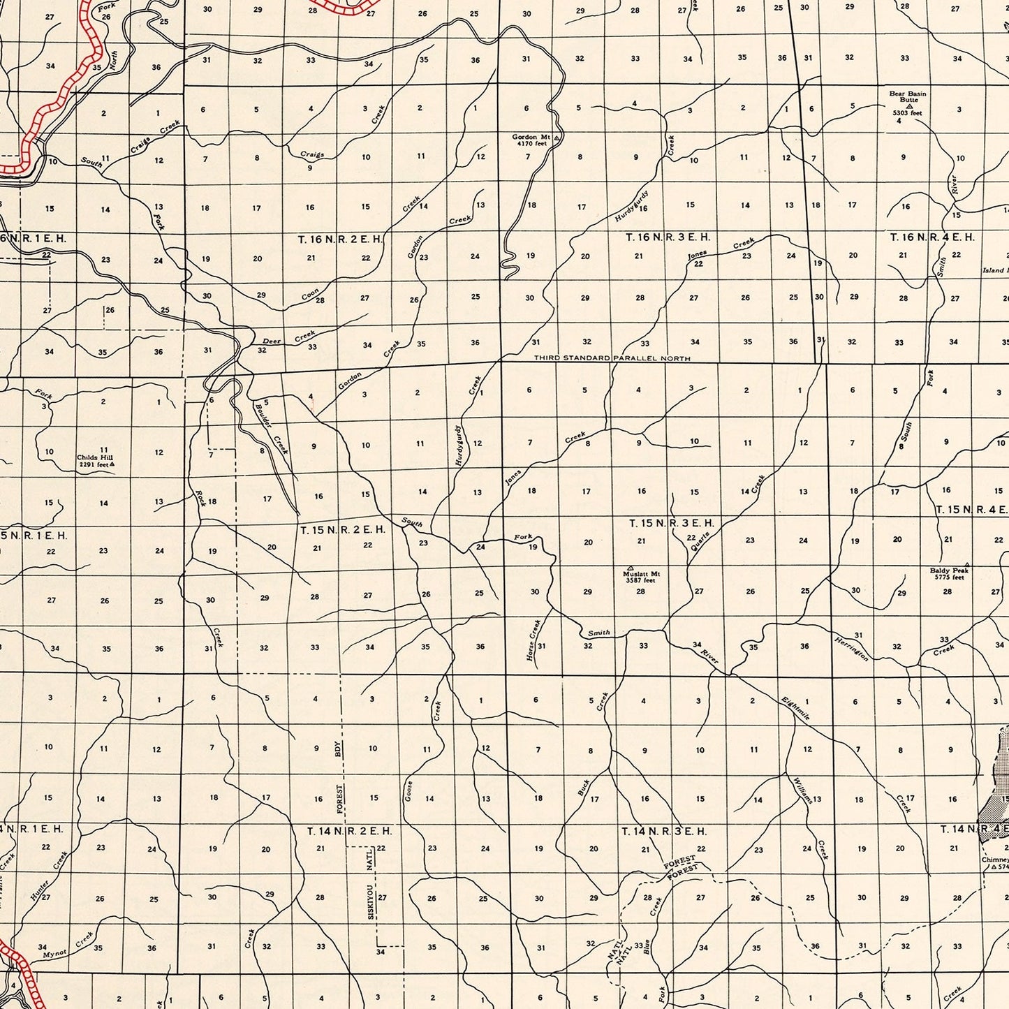 Vintage Map of Del Norte County, California 1935