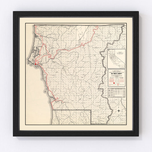 Vintage Map of Del Norte County, California 1935