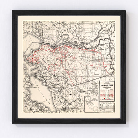 Vintage Map of Contra Costa County, California 1935