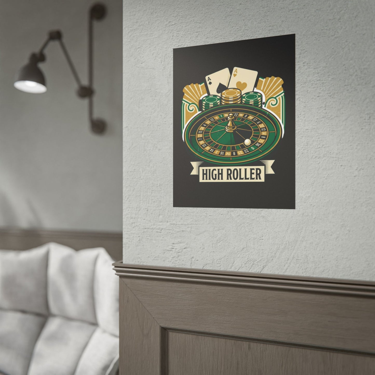High Roller Casino Poster — Roulette & Cards Wall Art