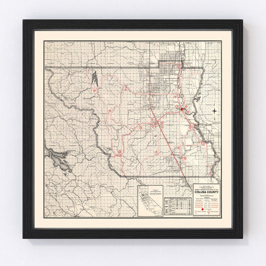 Vintage Map of Colusa County, California 1935