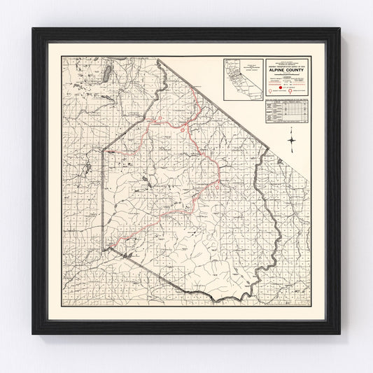 Vintage Map of Alpine County, California 1935