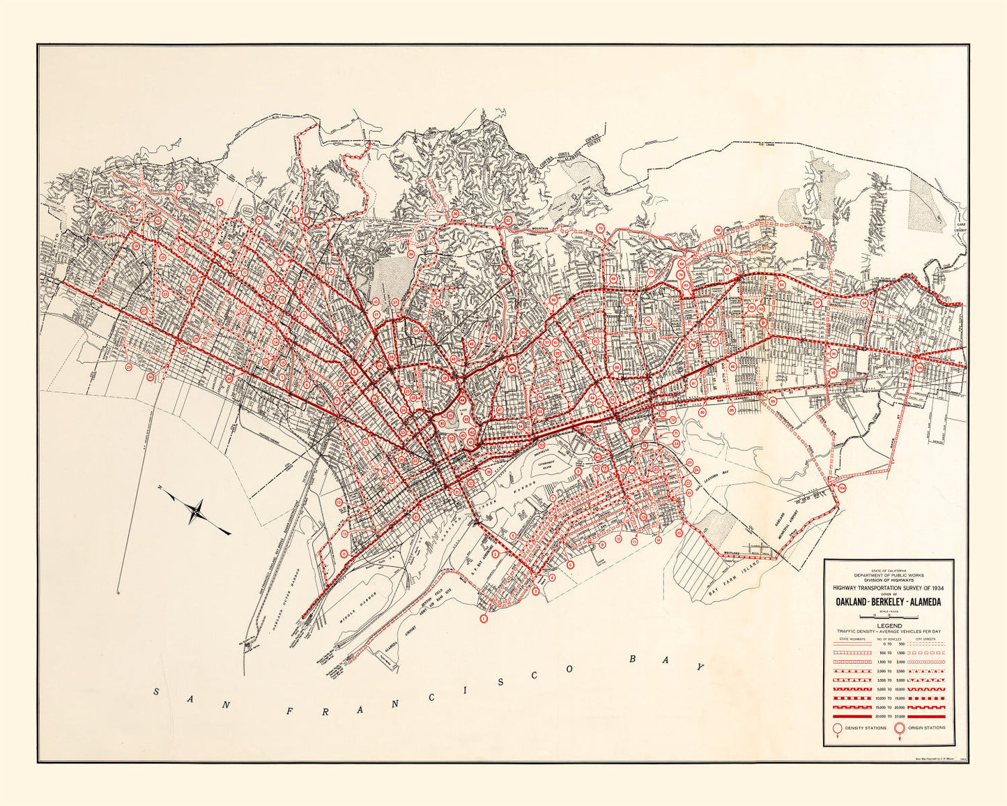 Vintage Map of Oakland, California 1935