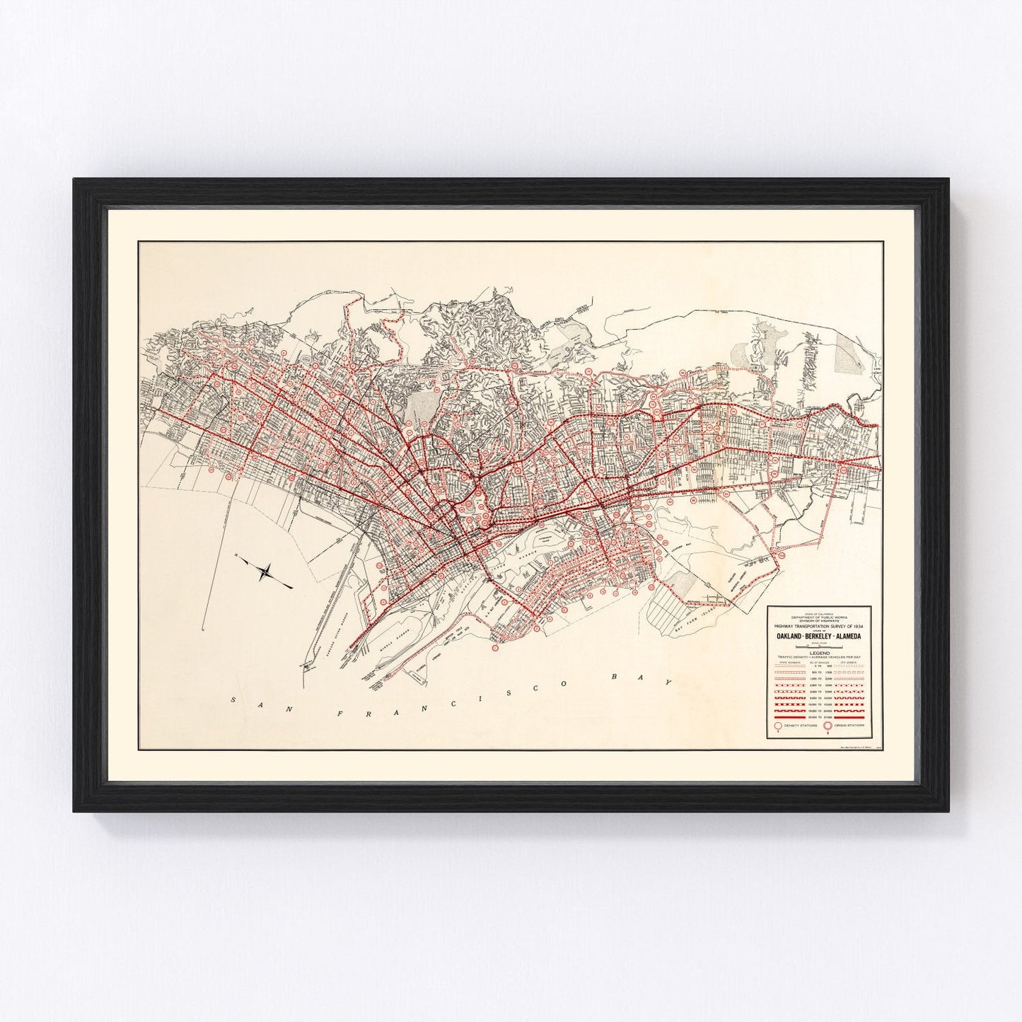 Vintage Map of Oakland, California 1935