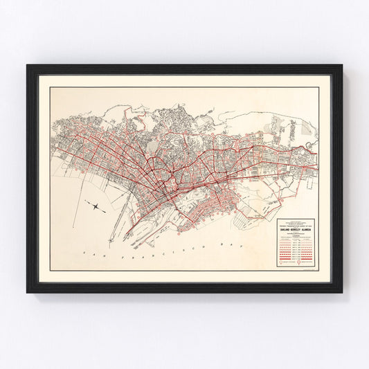 Vintage Map of Oakland, California 1935