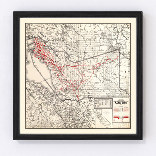 Vintage Map of Alameda County, California 1935