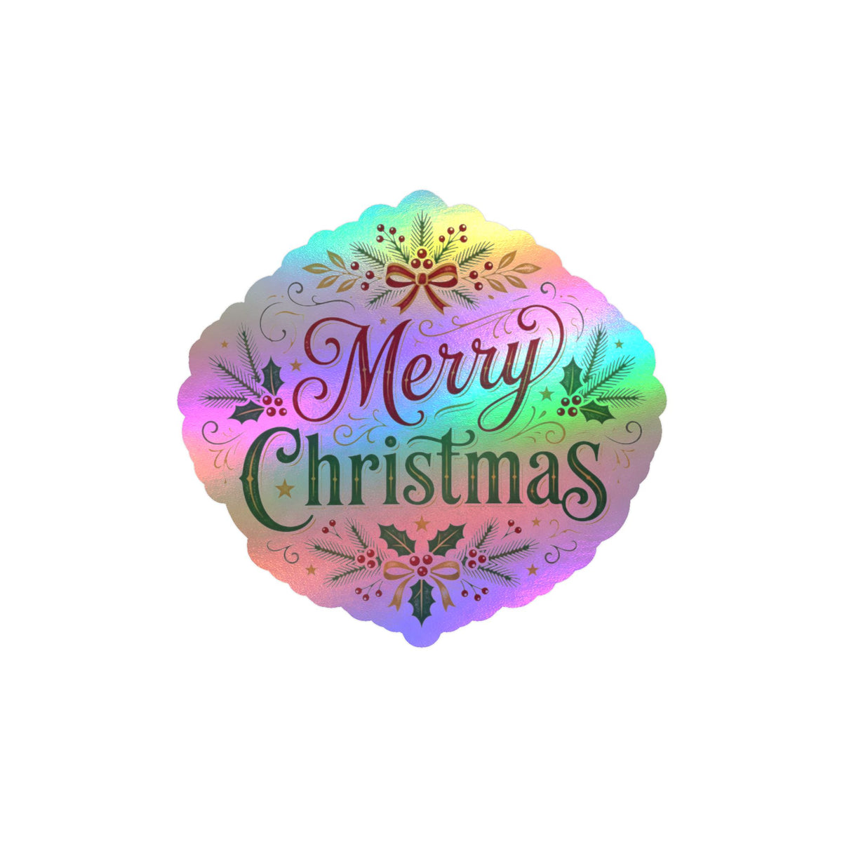Merry Christmas Vinyl Decal — Holiday Wreath Sticker for Windows, Laptops & Gifts