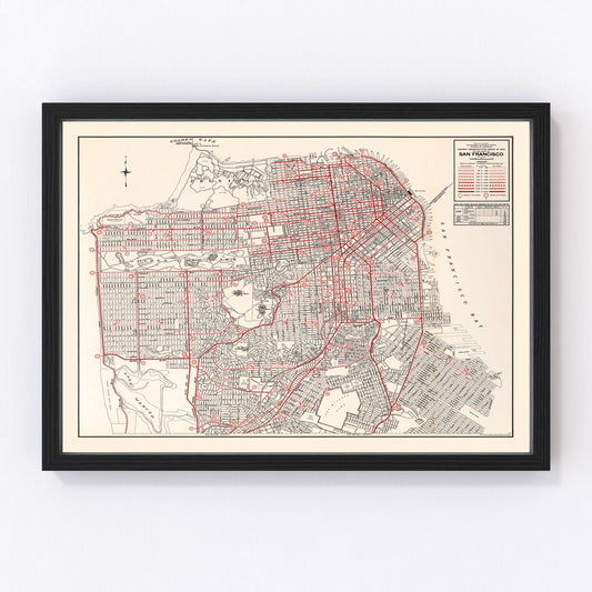 Vintage Map of San Francisco County, California 1935