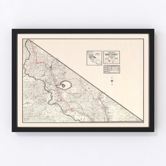 Vintage Map of Mono County, California 1935