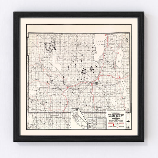 Vintage Map of Modoc County, California 1935