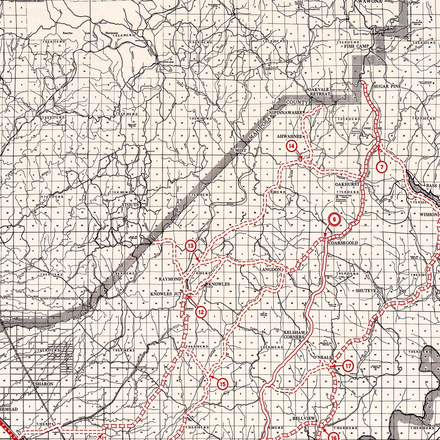 Vintage Map of Madera County, California 1935