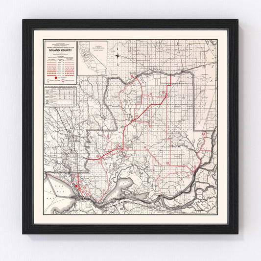 Vintage Map of Solano County, California 1935