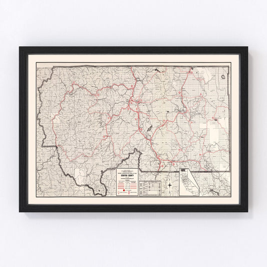 Vintage Map of Siskiyou County, California 1935