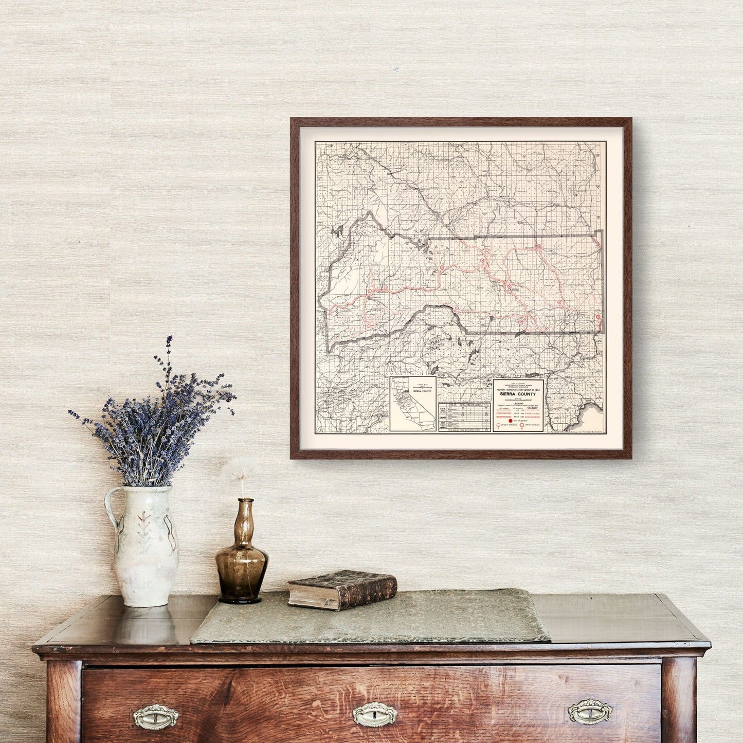 Vintage Map of Sierra County, California 1935