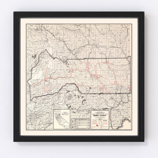 Vintage Map of Sierra County, California 1935