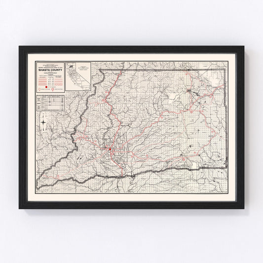 Vintage Map of Shasta County, California 1935