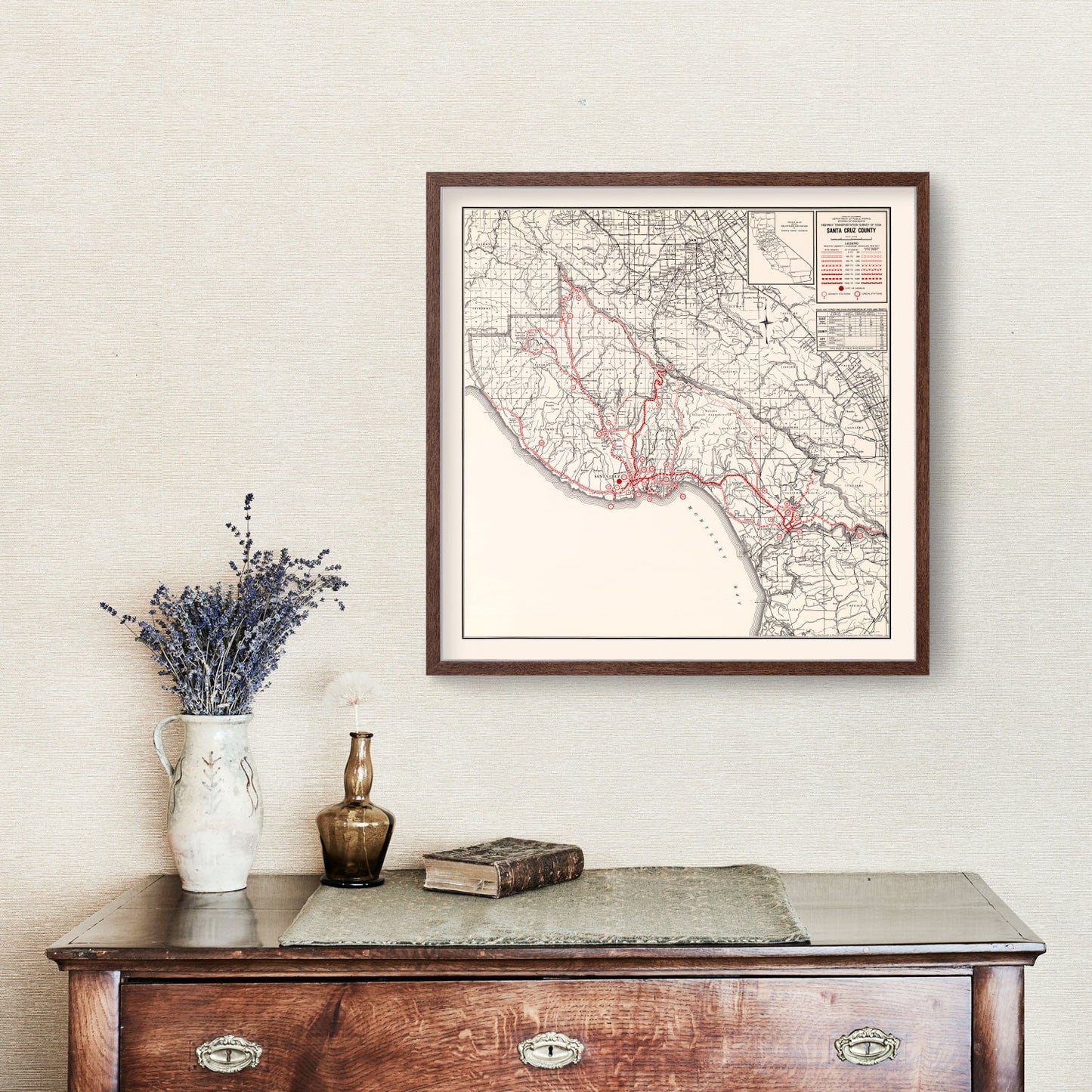 Vintage Map of Santa Cruz County, California 1935