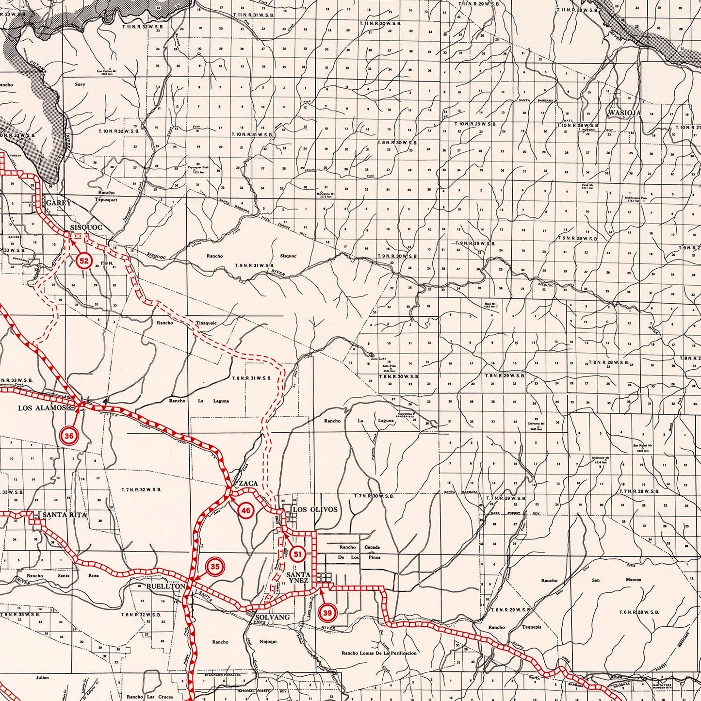 Vintage Map of Santa Barbara County, California 1935