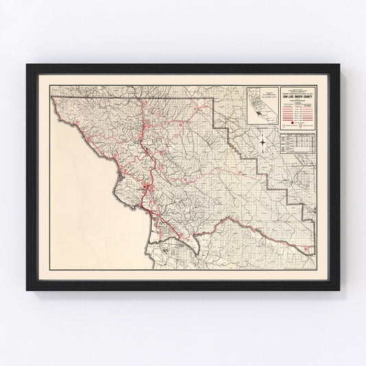 Vintage Map of San Luis Obispo, California 1935