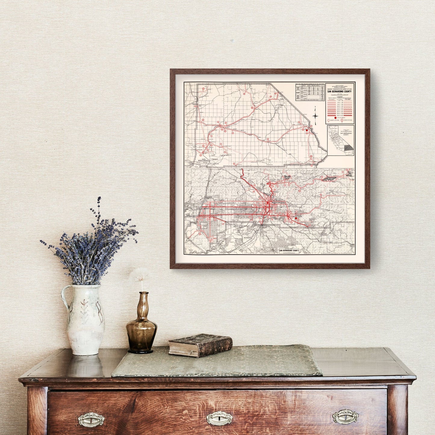 Vintage Map of San Bernadino County, California 1935