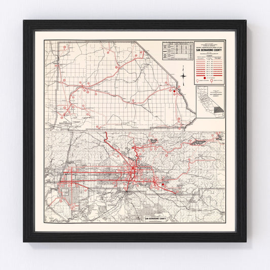Vintage Map of San Bernadino County, California 1935