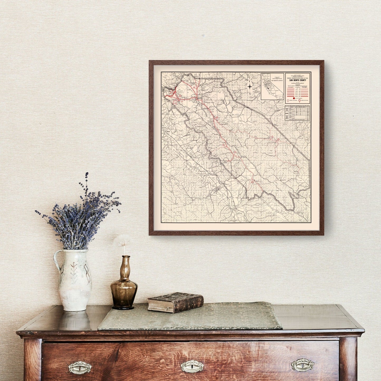 Vintage Map of San Benito County, California 1935