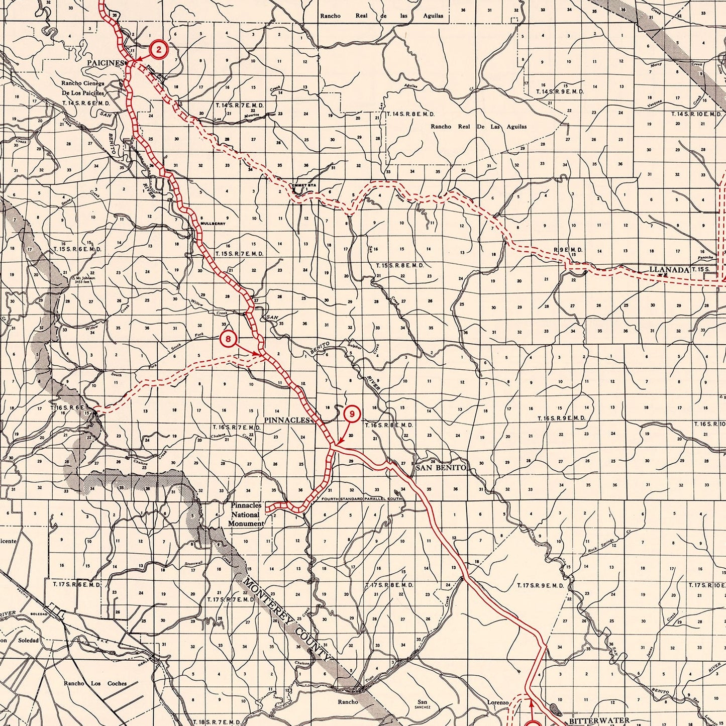 Vintage Map of San Benito County, California 1935