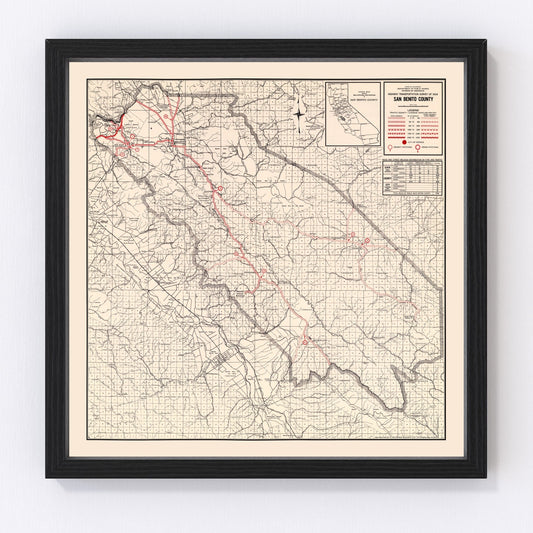 Vintage Map of San Benito County, California 1935