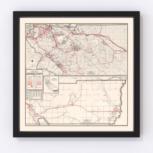 Vintage Map of Riverside County, California 1935