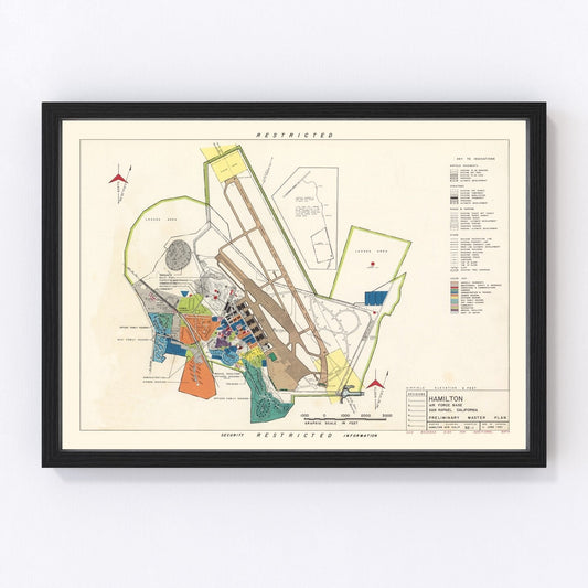 Vintage Map of Hamilton Air Force Base, 1951