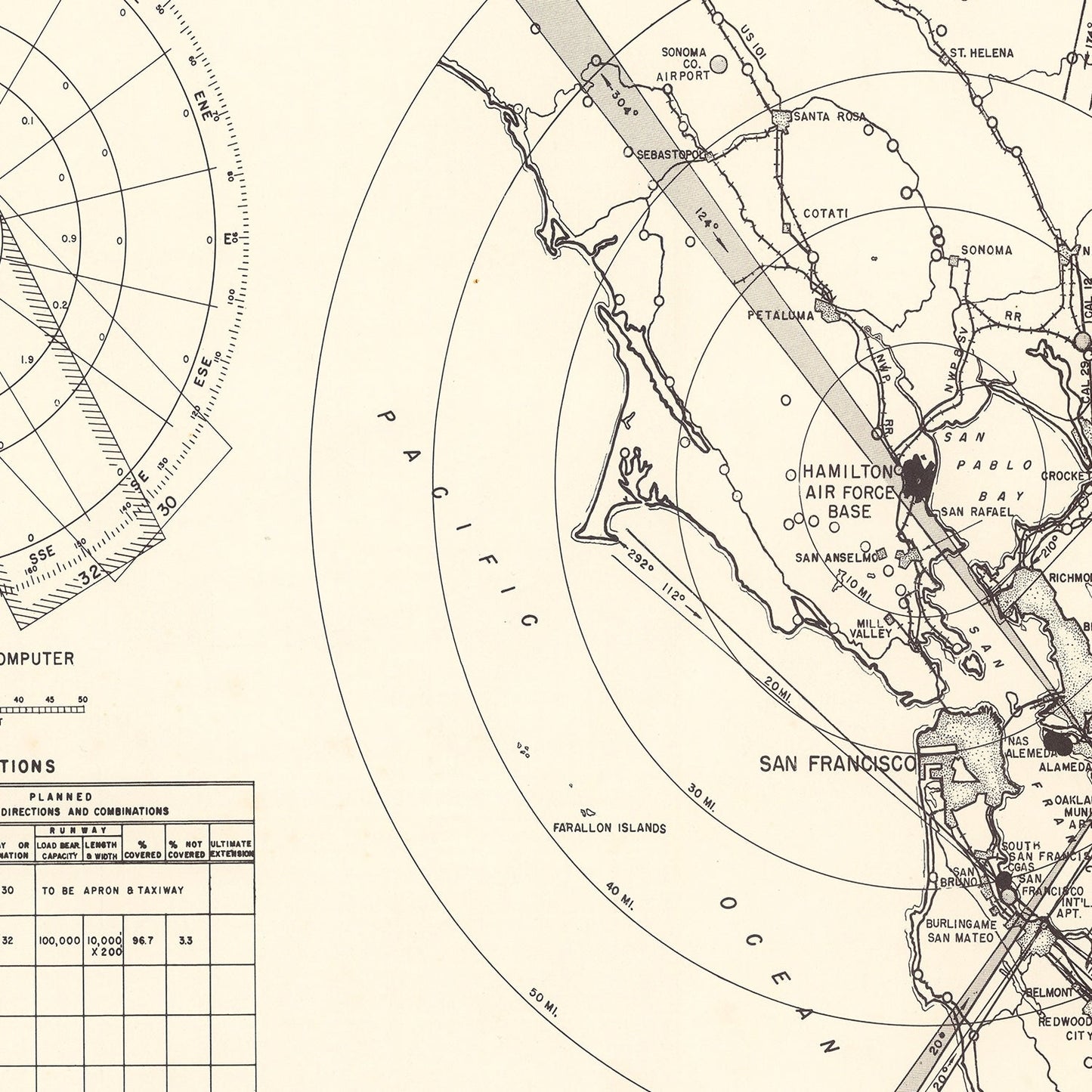 Vintage Map of the Hamilton Air Force Base Vicinity, 1951
