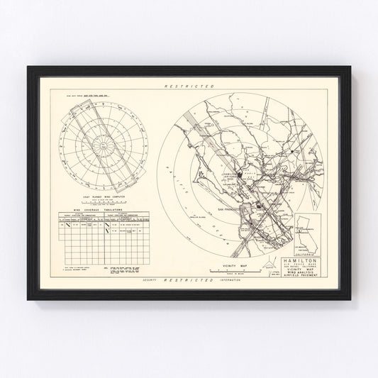 Vintage Map of the Hamilton Air Force Base Vicinity, 1951