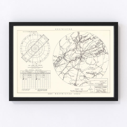 Vintage Map of the McGhee-Tyson Airport Vicinity, 1952