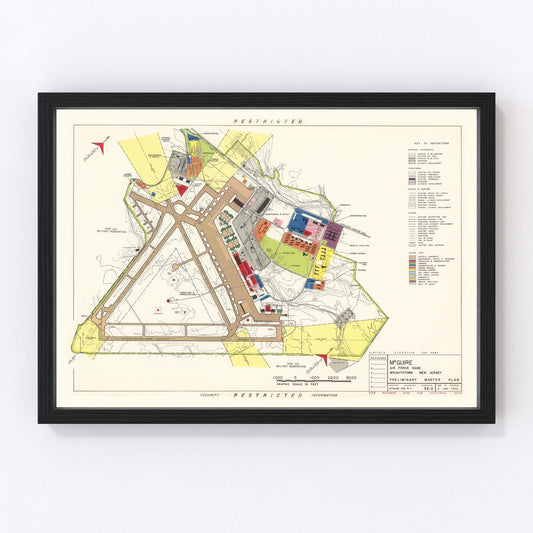 Vintage Map of Mc Guire Air Force Base, 1952